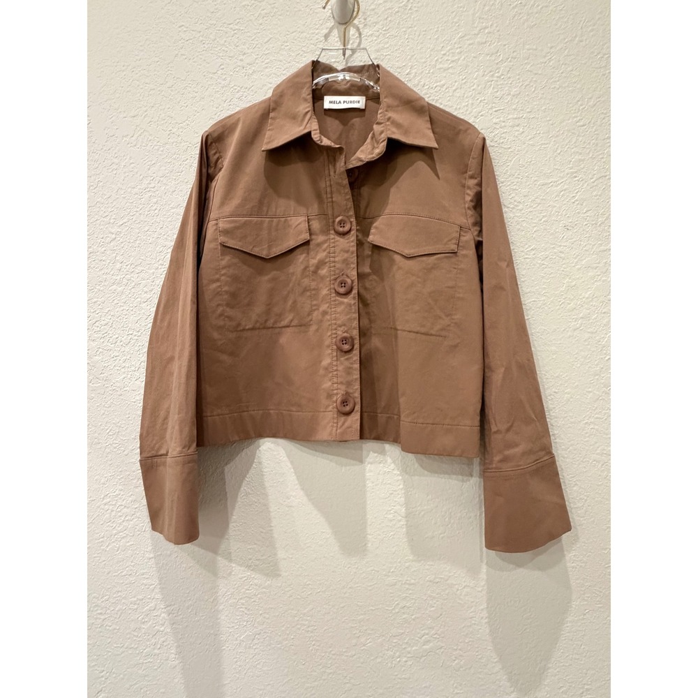 Mela Purdie Microprene Trunk Jacket Brown XXS AU6 Cropped Minimalist Travel